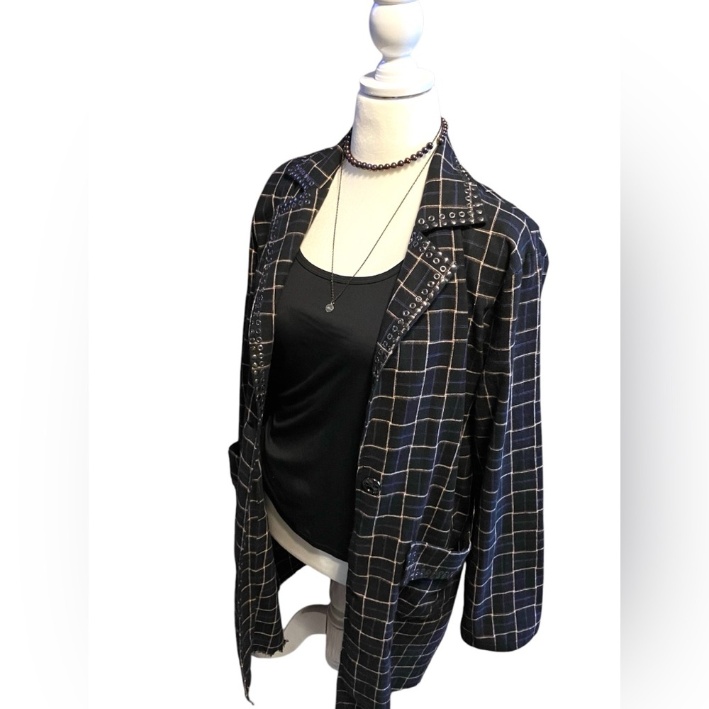 Gimmicks Black Plaid Flannel Duster size L